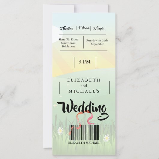 Modern Rustic Festival Wedfest Weddenschap (Achterkant)