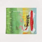 Modern Rustic Festival Wedfest Weddenschap Foto Wandkleed (Voorkant (horizontaal))