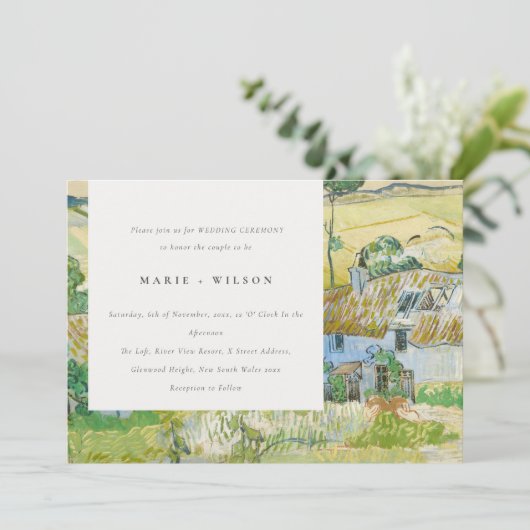 Modern Rustic Fields Mountain Landscape Wedding Kaart (Staand voorkant)