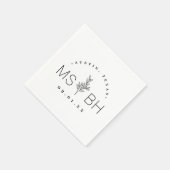 Modern Rustic Floral Stem Wedding Monogram Servet (Hoek)