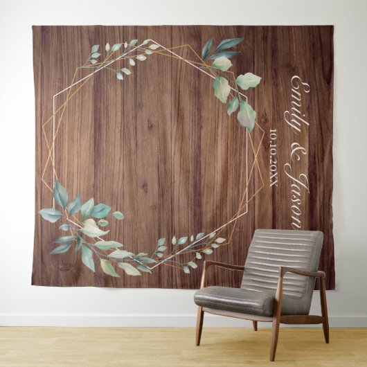 Modern Rustic Floral Wedding Backdrop Wandkleed (In Situ (horizontaal))