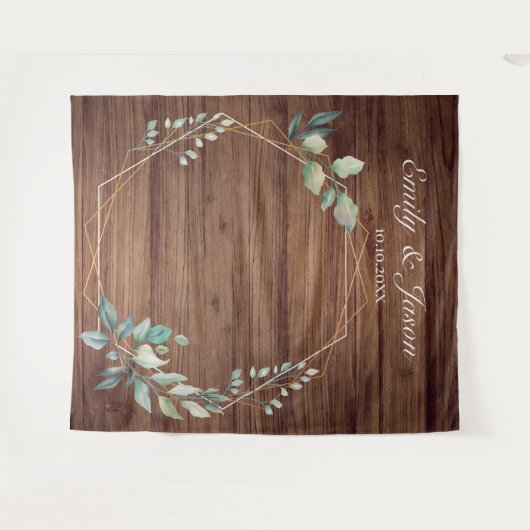 Modern Rustic Floral Wedding Backdrop Wandkleed (Voorkant (horizontaal))