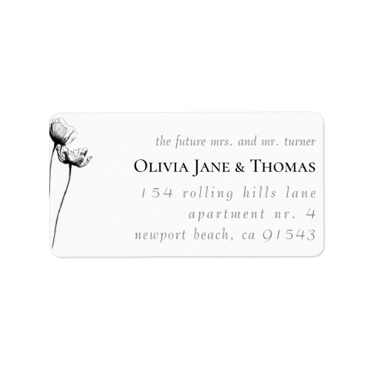 Modern Rustic Floral Wedding Return Address Label (Voorkant)
