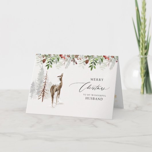 Modern Rustic Forest Snow Cabin Husband Kerstmis Feestdagen Kaart (Voorkant)