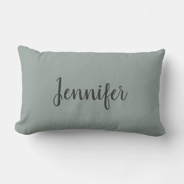 Modern Rustic gray green burlap monogram Kussen (Voorkant)