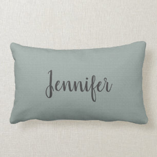 Modern Rustic gray green burlap monogram Kussen