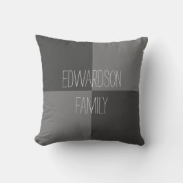 Modern rustic gray pattern family name kussen