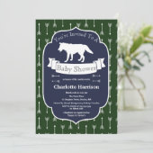 Modern Rustic Green & Blue Wolf Arrows Baby shower Kaart (Staand voorkant)