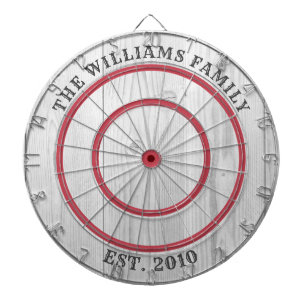 Modern Rustic Grey Barn Wood Familienaam Dart Boar Dartbord