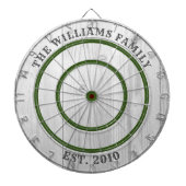 Modern Rustic Grey Barn Wood Familienaam Dart Boar Dartbord (Voorkant)