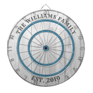 Modern Rustic Grey Barn Wood Familienaam Dartbord