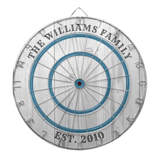 Modern Rustic Grey Barn Wood Familienaam Dartbord (Voorkant)
