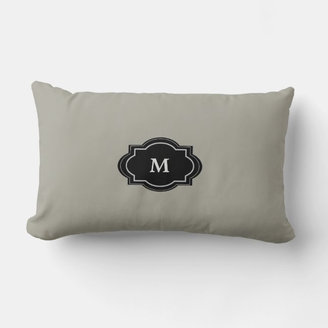 Modern Rustic Grey Green Monogram Sierkussen Kussen (Voorkant)