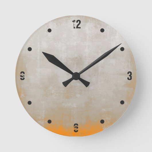 Modern Rustic Grey Oranje Abstract Ronde Klok (Voorkant)