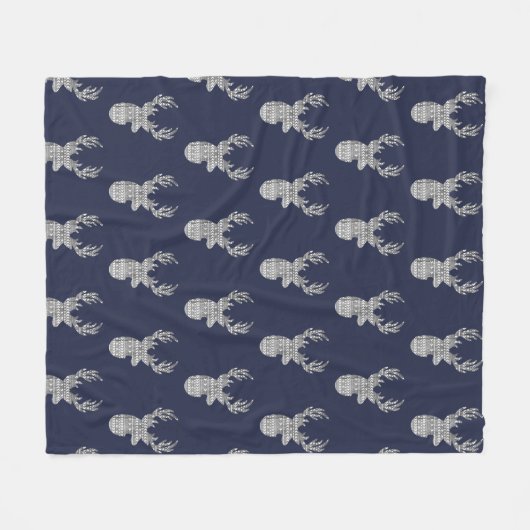 Modern Rustic Grey Tribal gevatterde deer Fleece Deken (Voorkant (Horizontaal))