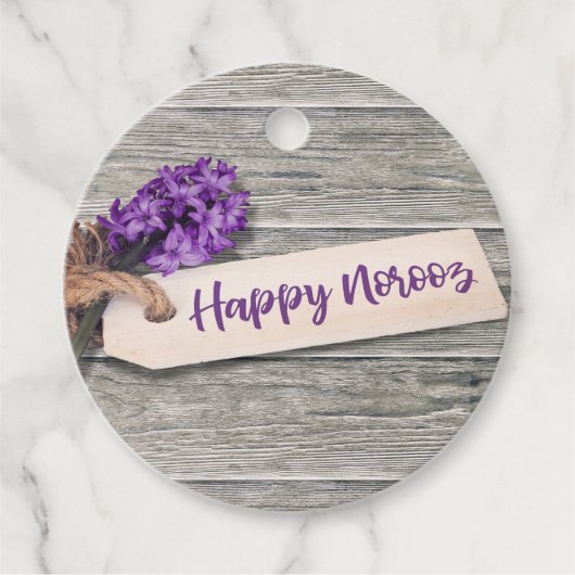 Modern Rustic Happy Norooz Hyacinth Bedankjes Labels (Voorkant)