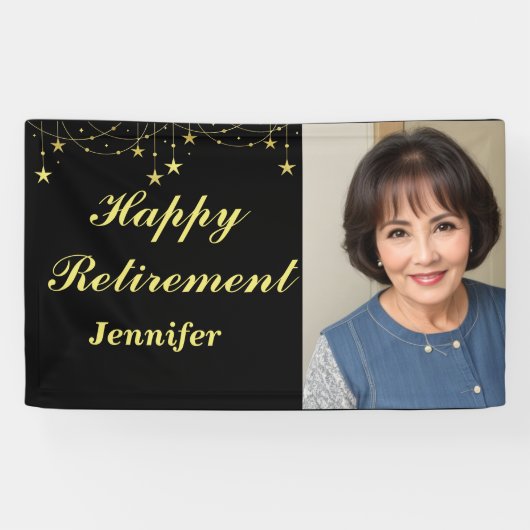 Modern Rustic Happy Retirement Aangepaste naam Fot Spandoek (Horizontaal)