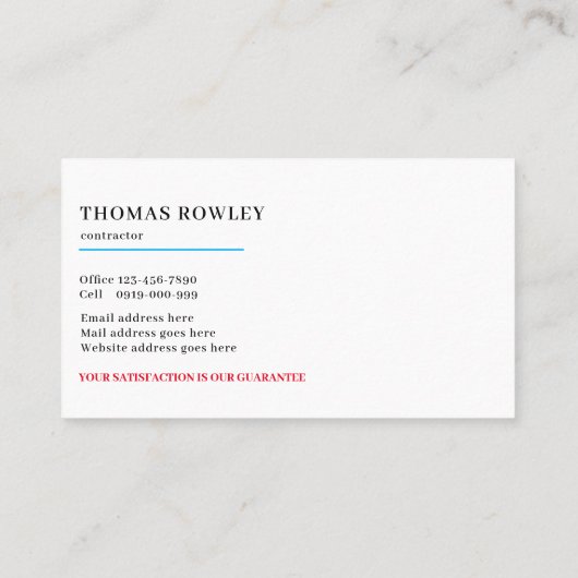 Modern Rustic Home Repair Handyman Visitekaartje (Achterkant)