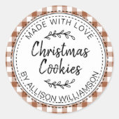 Modern Rustic Homemade Christmas Cookie TerraCotta Ronde Sticker (Voorkant)