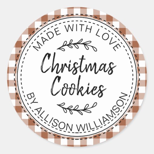 Modern Rustic Homemade Christmas Cookie TerraCotta Ronde Sticker (Voorkant)