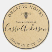 Modern Rustic Homemade Honey Kraft Ronde Sticker (Voorkant)