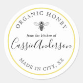 Modern Rustic Homemade Honey Personalized Ronde Sticker (Voorkant)