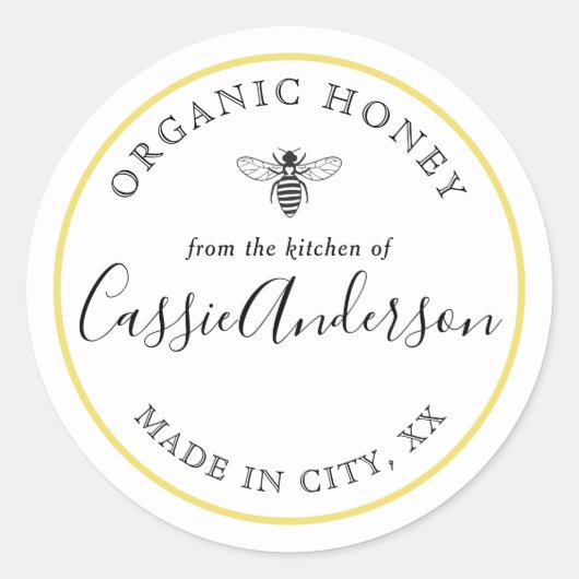 Modern Rustic Homemade Honey Personalized Ronde Sticker (Voorkant)