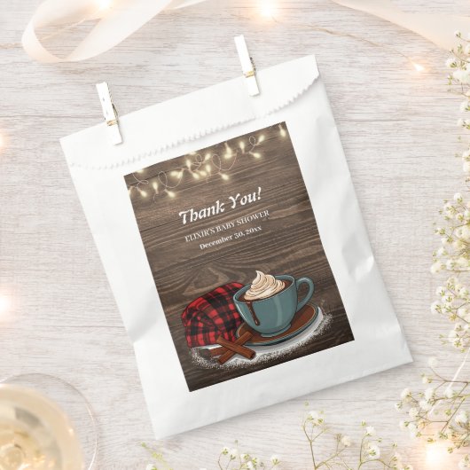 Modern Rustic Hot Cocoa Cozy Baby shower Bedankzakje (Geknipt)