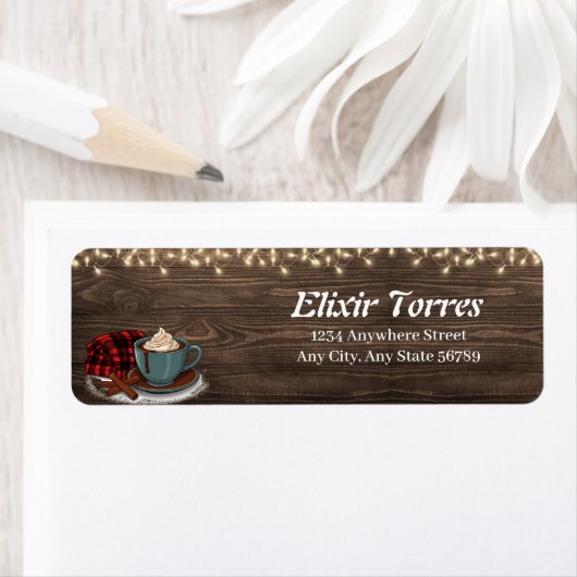 Modern Rustic Hot Cocoa Cozy Baby shower Etiket (Insitu)