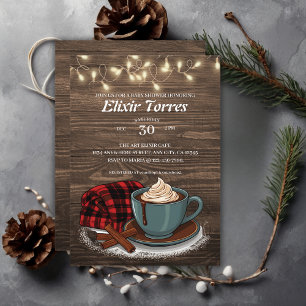 Modern Rustic Hot Cocoa Cozy Baby shower Kaart