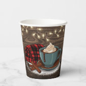 Modern Rustic Hot Cocoa Cozy Baby shower Papieren Bekers (Achterkant)