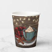 Modern Rustic Hot Cocoa Cozy Baby shower Papieren Bekers (Voorkant)