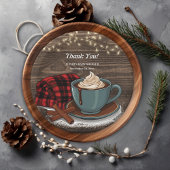 Modern Rustic Hot Cocoa Cozy Baby shower Papieren Bordje