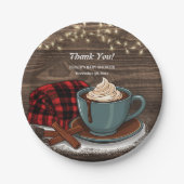 Modern Rustic Hot Cocoa Cozy Baby shower Papieren Bordje (Voorkant)