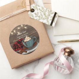 Modern Rustic Hot Cocoa Cozy Baby shower Ronde Sticker