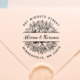 Modern & Rustic Huwelijksretouradres met Botanisch Zelfinktende Stempel