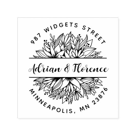 Modern & Rustic Huwelijksretouradres met Botanisch Zelfinktende Stempel (Design)