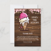 Modern Rustic Ice Cream Scoop Drawing Baby shower Bedankkaart (Voorkant)