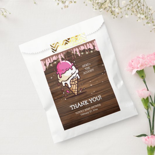 Modern Rustic Ice Cream Scoop Drawing Baby shower Bedankzakje (Gezegeld)