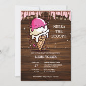 Modern Rustic Ice Cream Scoop Drawing Baby shower Kaart (Voorkant)