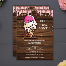Modern Rustic Ice Cream Scoop Drawing Baby shower