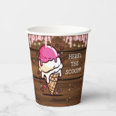 Modern Rustic Ice Cream Scoop Drawing Baby shower Papieren Bekers (Achterkant)