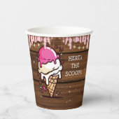 Modern Rustic Ice Cream Scoop Drawing Baby shower Papieren Bekers (Voorkant)