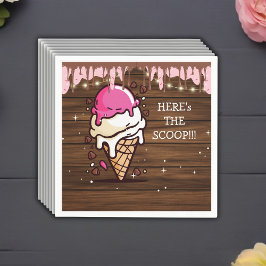 Modern Rustic Ice Cream Scoop Drawing Baby shower Servet