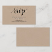 Modern Rustic, Kraft, Black Script, Wedding RSVP Informatiekaartje (Voorkant / Achterkant)