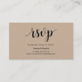 Modern Rustic, Kraft, Black Script, Wedding RSVP Informatiekaartje (Voorkant)
