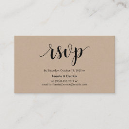 Modern Rustic, Kraft, Black Script, Wedding RSVP Informatiekaartje