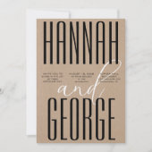 Modern Rustic Kraft Black & White QR Code Wedding Kaart (Voorkant)