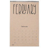 Modern Rustic Kraft met zwarte agenda Kalender (Feb 2027)