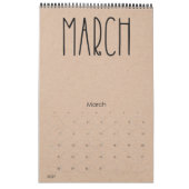Modern Rustic Kraft met zwarte agenda Kalender (Mar 2027)